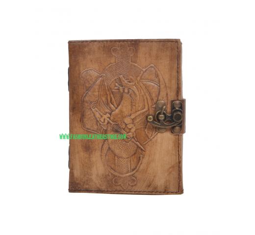 Handmade Antique Design Dragon Embossed Leather Journal Charcoal Color Journals Notebook & Sketchbook
